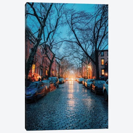 Rainy Cobblestone Streets In Brooklyn Canvas Print #DWK47} by Dylan Walker Art Print
