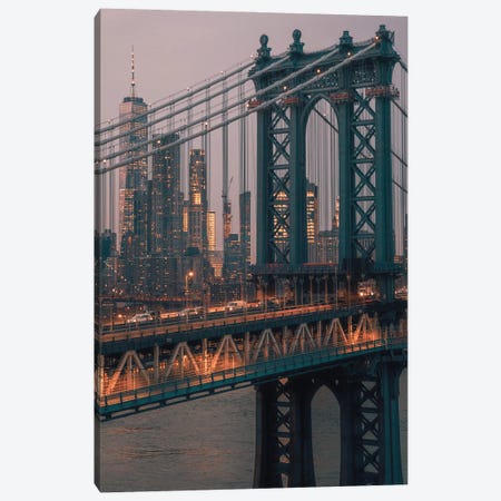 Manhattan Bridge With The Manhattan Skyline Canvas Print #DWK50} by Dylan Walker Canvas Print