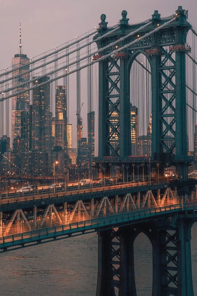 Dylan Walker: Manhattan Bridge With The Manhattan Skyline by Dylan Walker