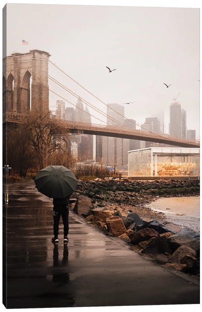Rainy Dumbo Days Canvas Art Print - Brooklyn Bridge