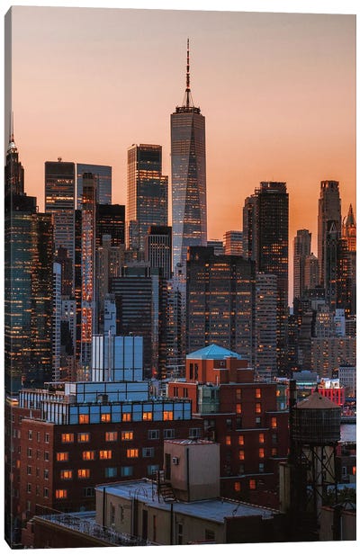 Manhattan Views From Brooklyn Roof Tops Canvas Art Print