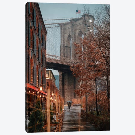 Rainy Day Under The Brooklyn Bridge Canvas Print #DWK5} by Dylan Walker Canvas Print