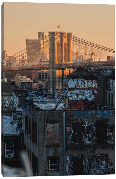 Brooklyn Bridge Graffiti Canvas Art Print - Brooklyn Art