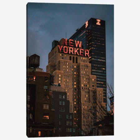 Blue Hour At The New Yorker Canvas Print #DWK65} by Dylan Walker Canvas Art Print