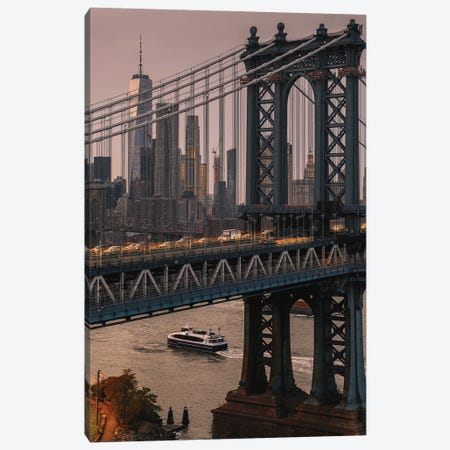 New York Skyline Through The Manhattan Bridge Canvas Print #DWK7} by Dylan Walker Canvas Print