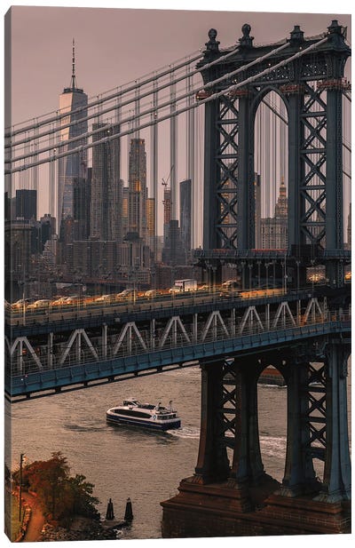 New York Skyline Through The Manhattan Bridge Canvas Art Print