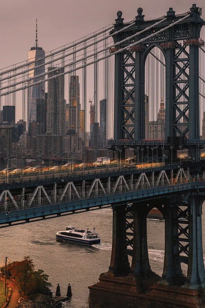 Dylan Walker: New York Skyline Through The Manhattan Bridge by Dylan Walker