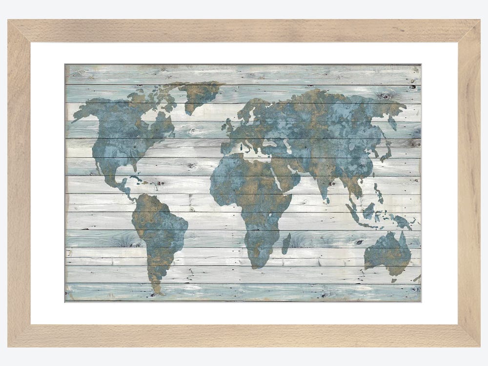Aged Wooden World Map Art: Canvas Prints, Frames & Posters