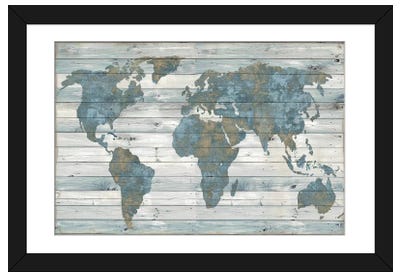 World Map On Wood Paper Art Print - Maps