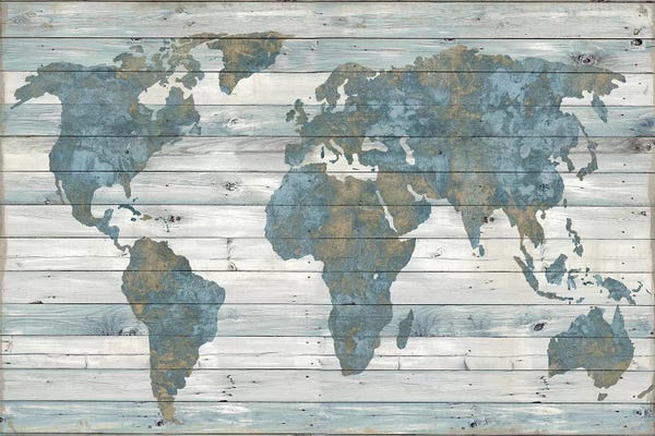Maps: World Map On Wood by Jamie MacDowell