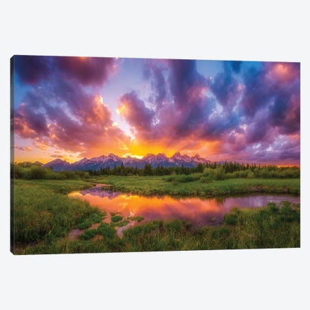 Grand Sunset in the Tetons Canvas Print #DWP108} by Darren White Photography Art Print