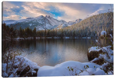 Longs Peak Snowy Sunrise Canvas Art Print - Mountains Scenic Photography