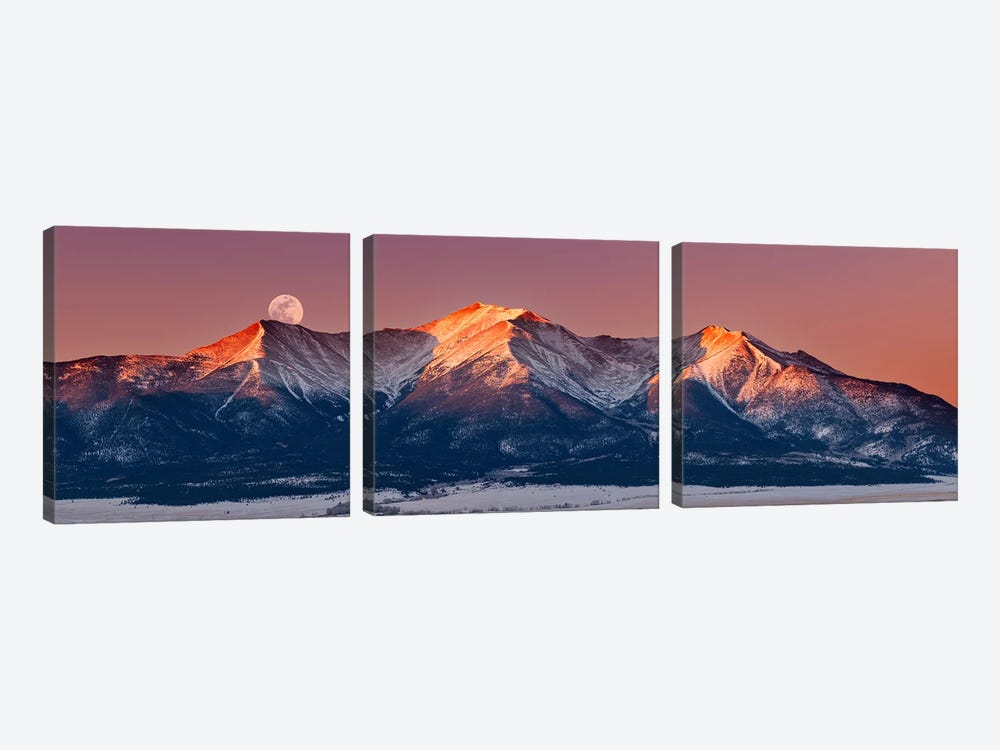 Mount Princeton Moonset at Sunrise by Darren White Photography 3-piece Canvas Art