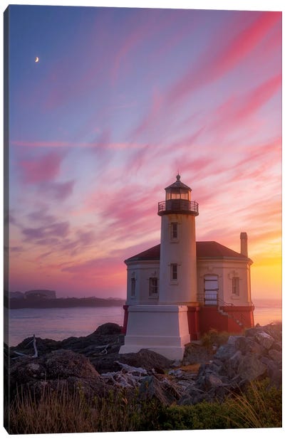 Lighthouse Moon Canvas Art Print - Nautical Scenic Photography