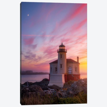 Lighthouse Moon Canvas Print #DWP3} by Darren White Photography Canvas Artwork