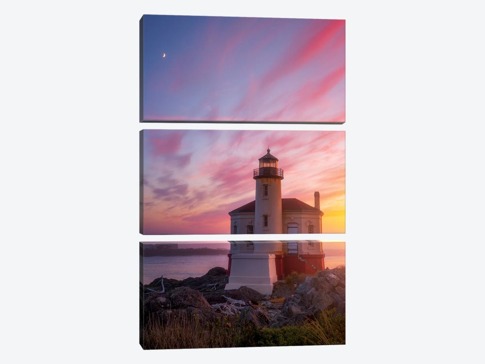 Lighthouse Moon by Darren White Photography 3-piece Canvas Artwork