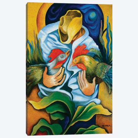 Guajiro With Roosters Canvas Print #DXM16} by Dixie Miguez Canvas Art