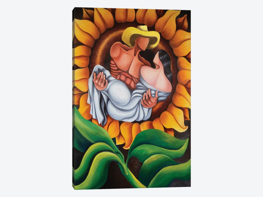 Lovers In Sunflower by Dixie Miguez 1-piece Art Print