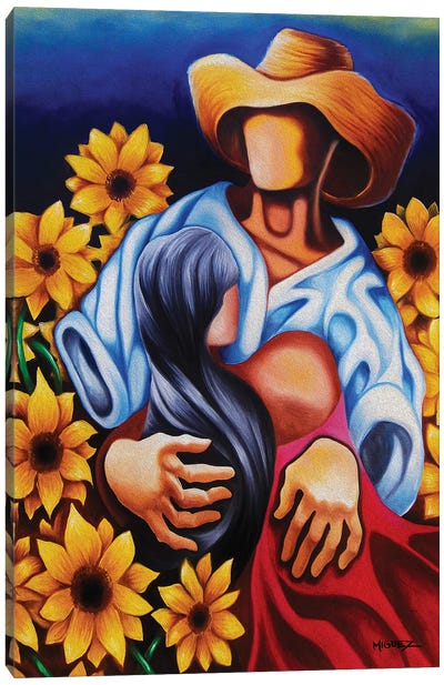 Romance With In Sunflowers Canvas Art Print - Dixie Miguez