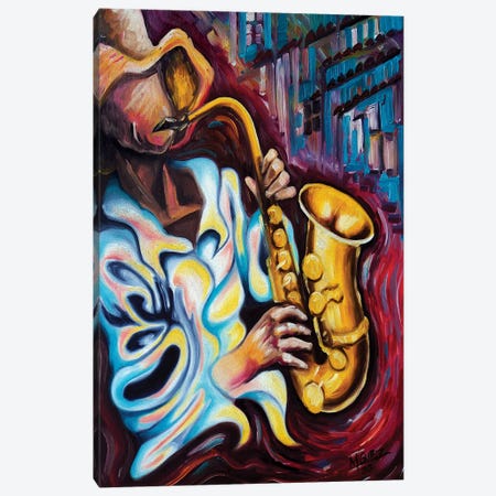 Sax Player Canvas Print #DXM38} by Dixie Miguez Art Print