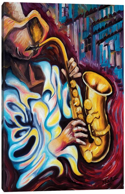 Sax Player Canvas Art Print - Musician Art