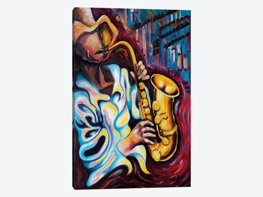 Sax Player by Dixie Miguez 1-piece Canvas Art