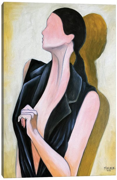 Study Of Female With Black Vest Canvas Art Print - All Things Picasso
