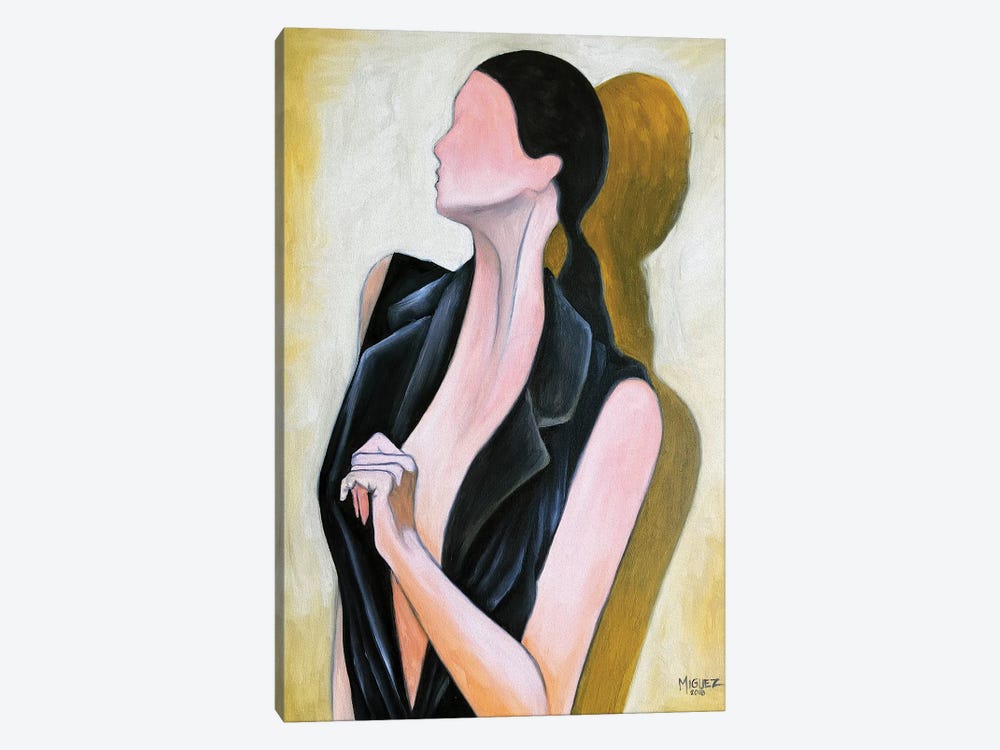 Study Of Female With Black Vest by Dixie Miguez 1-piece Canvas Wall Art