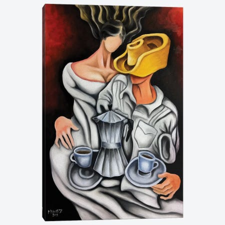 Coffee And Coffeemaker Canvas Print #DXM5} by Dixie Miguez Canvas Wall Art