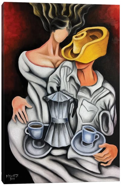Coffee And Coffeemaker Canvas Art Print - Faceless Art
