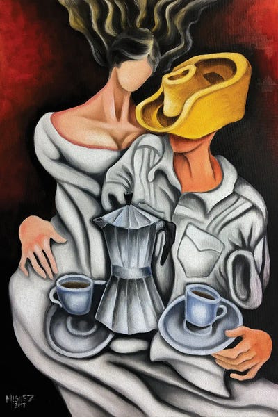 Faceless: Coffee And Coffeemaker by Dixie Miguez