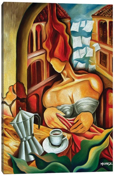 Coffee At The Balcony Canvas Art Print - Artists Like Picasso