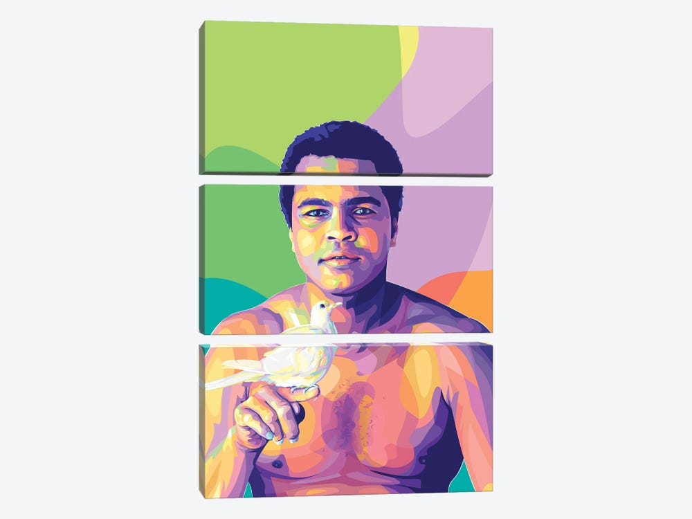 Muhammad Ali and The Dove by Dayat Banggai 3-piece Canvas Art
