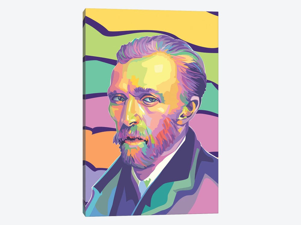 Vincent van Gogh Colorful Portrait by Dayat Banggai 1-piece Canvas Artwork