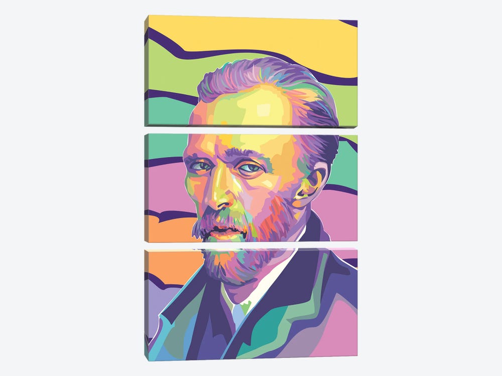 Vincent van Gogh Colorful Portrait by Dayat Banggai 3-piece Canvas Wall Art