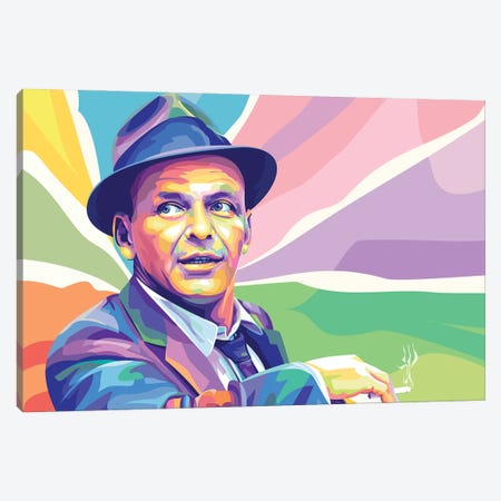 Frank Sinatra Colorful Portrait Canvas Print #DYB122} by Dayat Banggai Canvas Wall Art