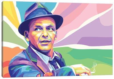 Frank Sinatra Colorful Portrait Canvas Art Print - Frank Sinatra