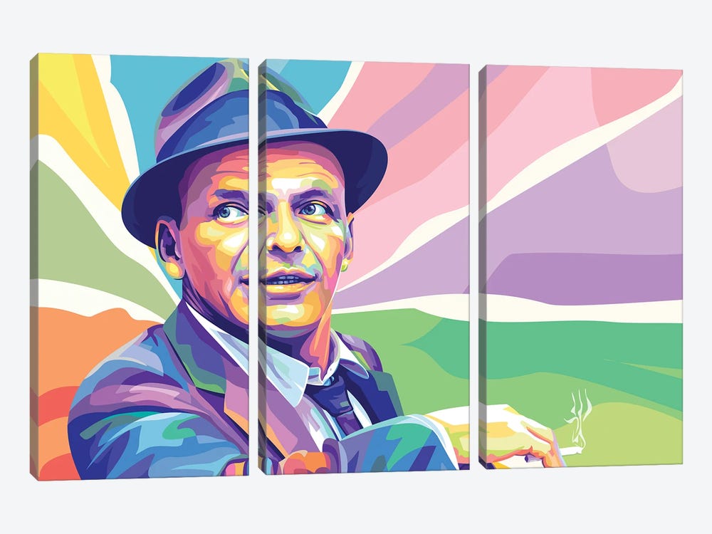 Frank Sinatra Colorful Portrait by Dayat Banggai 3-piece Canvas Art