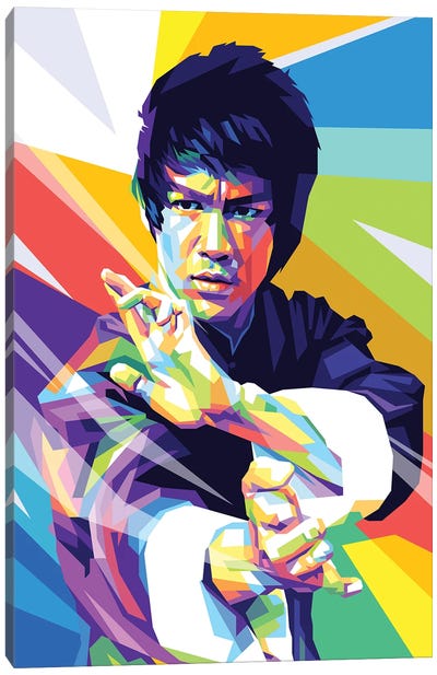 Bruce Lee I Canvas Art Print - Large Colorful Accents
