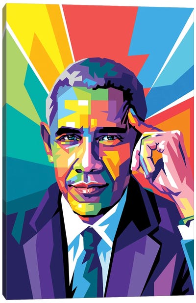 Obama Was Thinking Canvas Art Print - Large Colorful Accents