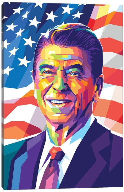 Ronald Reagan Canvas Art Print - American Flag Art