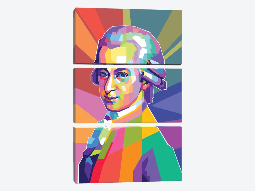 Wolfgang Amadeus Mozart by Dayat Banggai 3-piece Canvas Art Print