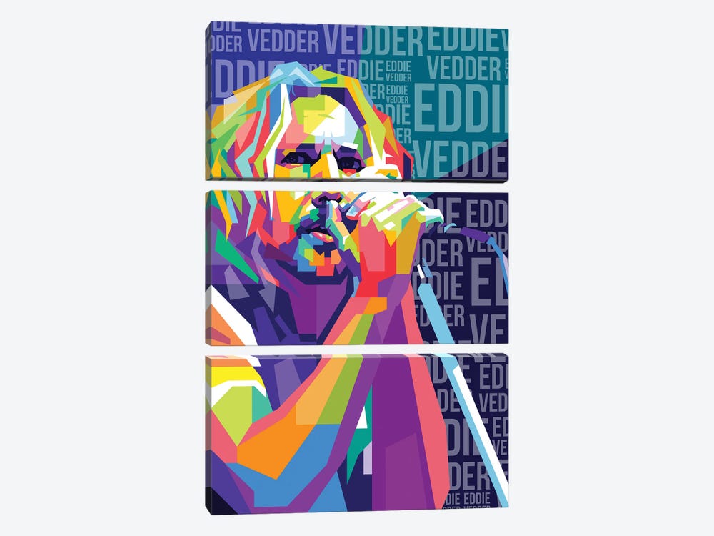 Eddie Vedder - Pearl Jam by Dayat Banggai 3-piece Canvas Print