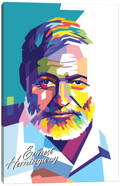 Ernest Hemingway Canvas Art Print - Author & Journalist Art