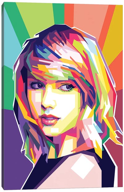 Taylor Swift Canvas Art Print - Large Colorful Accents