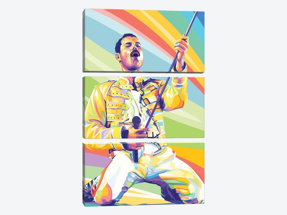 Freddie Mercury on Stage by Dayat Banggai 3-piece Canvas Wall Art