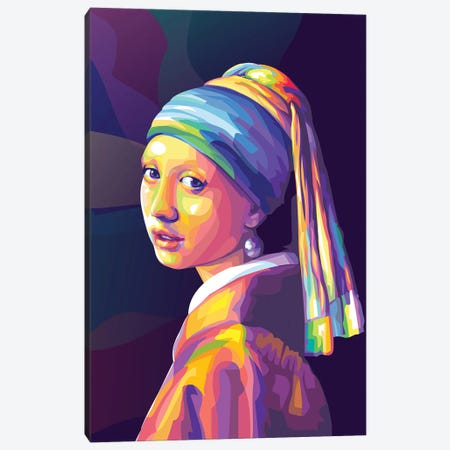 Re-creation of Girl with a Pearl Earring Colorful Version Canvas Print #DYB94} by Dayat Banggai Canvas Artwork