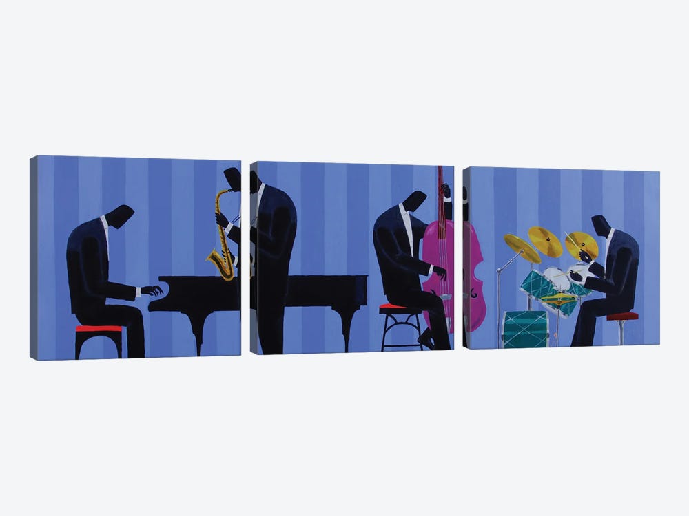 Royal Blues Quartet by Darryl Daniels 3-piece Canvas Artwork