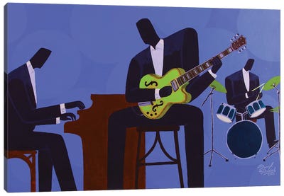Blue Mood Trio Canvas Art Print - Jazz Art
