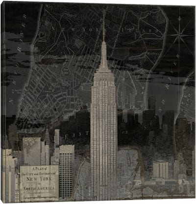 Vintage New York In Black I Canvas Art Print - Dylan Matthews